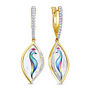 Серьги с английским замком из желтого золота с бриллиантами