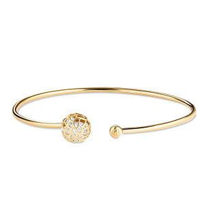 Браслет жесткий из желтого золота с фианитом