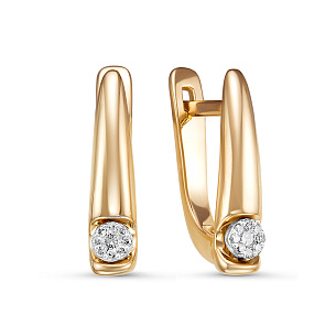 Серьги из красного золота с бриллиантом