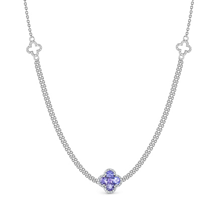 Колье из белого золота с бриллиантами, танзанитом