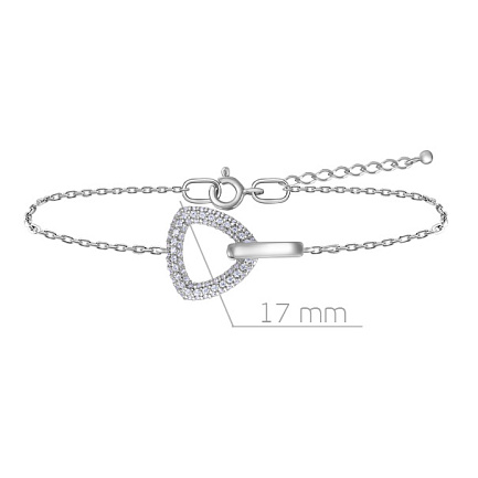 Браслет декоративный из серебра с фианитом