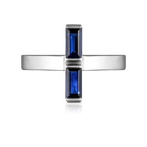 Кольцо из белого золота с сапфирами