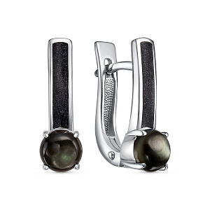 Серьги с английским замком из серебра с перламутром