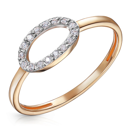 Кольцо из красного золота с фианитом