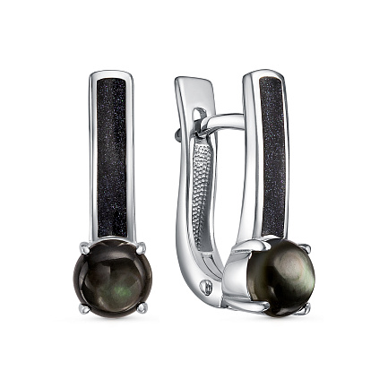 Серьги с английским замком из серебра с перламутром