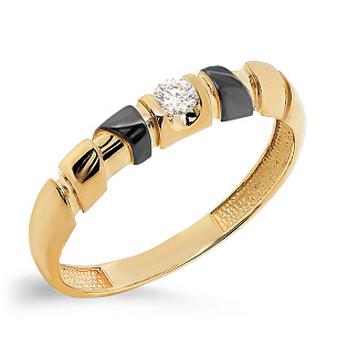 Кольцо из желтого золота с бриллиантом