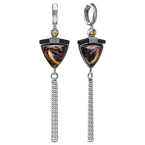 Серьги с английским замком из серебра с цитринами