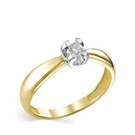Кольцо из желтого золота с бриллиантом