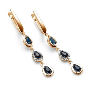 Серьги с английским замком из красного золота с бриллиантами