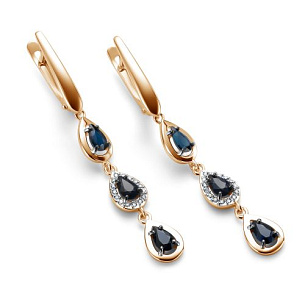 Серьги с английским замком из красного золота с бриллиантом