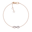 Браслет декоративный из красного золота с фианитом, плетение якорное