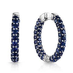 Серьги Конго из белого золота с сапфирами