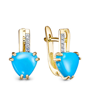 Серьги из желтого золота с бриллиантом