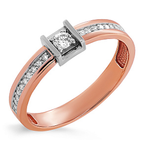 Кольцо из красного золота с бриллиантами