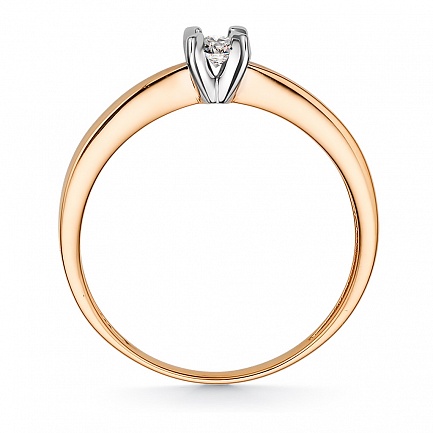 Кольцо из красного золота с бриллиантом