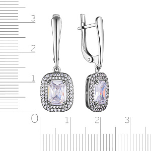 Серьги с английским замком из серебра с фианитом