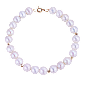 Браслет декоративный из красного золота с жемчугом