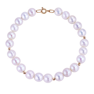 Браслет декоративный из красного золота с жемчугом