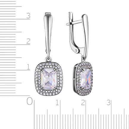 Серьги с английским замком из серебра с фианитом