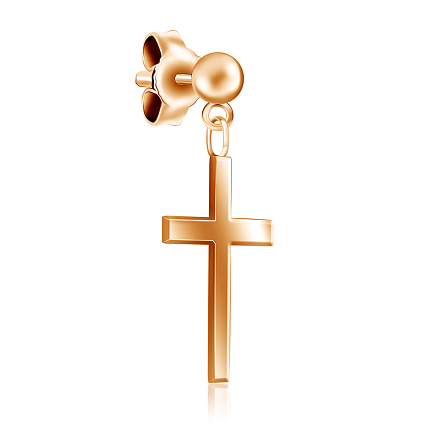 Серьга одиночная из красного золота