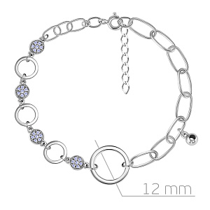 Браслет декоративный из серебра с фианитом