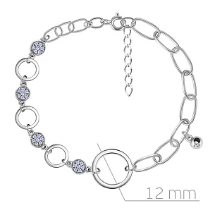 Браслет декоративный из серебра с фианитом