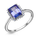 Кольцо из белого золота с бриллиантами, танзанитом