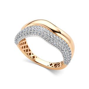 Кольцо из красного золота с бриллиантами