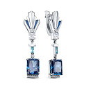 Серьги с английским замком из серебра с бриллиантами