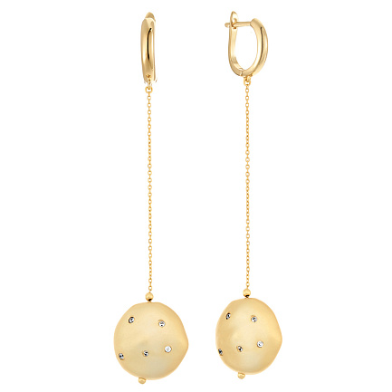 Серьги с английским замком из серебра с фианитами