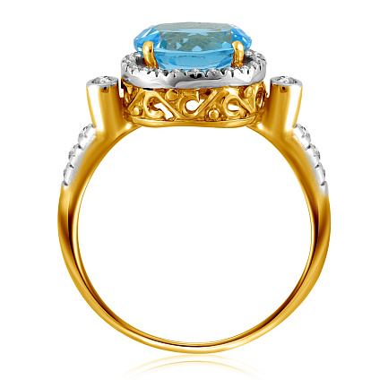 Кольцо из желтого золота с бриллиантами, топазом