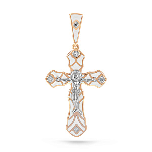Крест из красного золота с бриллиантами
