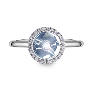 Кольцо из белого золота с бриллиантами, топазом