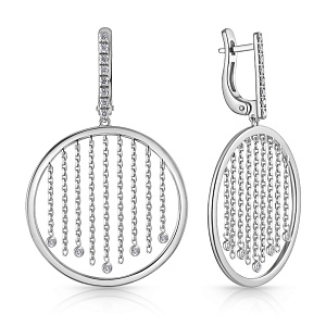 Серьги с английским замком из белого золота с бриллиантами