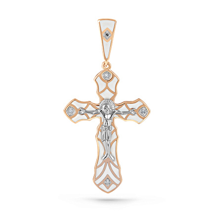 Крест из красного золота с бриллиантами