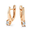 Серьги с английским замком из красного золота с бриллиантами