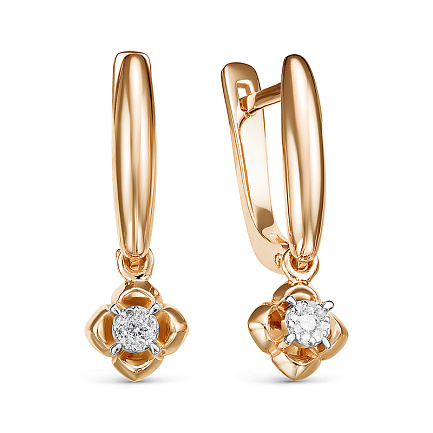 Серьги из красного золота с бриллиантами