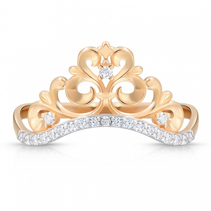 Кольцо из красного золота с фианитом