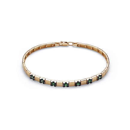 Браслет из красного золота с изумрудами