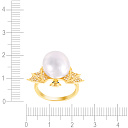 Кольцо из серебра с жемчугом, фианитом