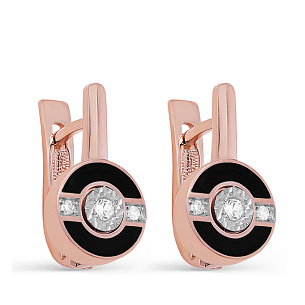 Серьги с английским замком из красного золота с бриллиантами
