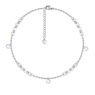 Браслет на ногу декоративный из серебра с фианитом