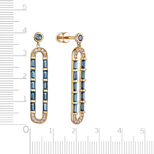 Пусеты из желтого золота с топазами и бриллиантами