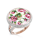 Кольцо из красного золота с бриллиантами, цаворитом