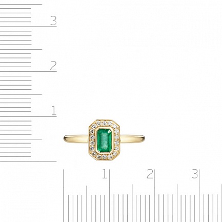 Кольцо из желтого золота с бриллиантами, изумрудом