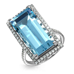 Кольцо из белого золота с бриллиантами, топазом