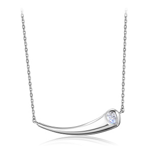 Колье из белого золота с бриллиантом, плетение якорное