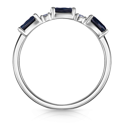 Кольцо из белого золота с бриллиантами, сапфирами