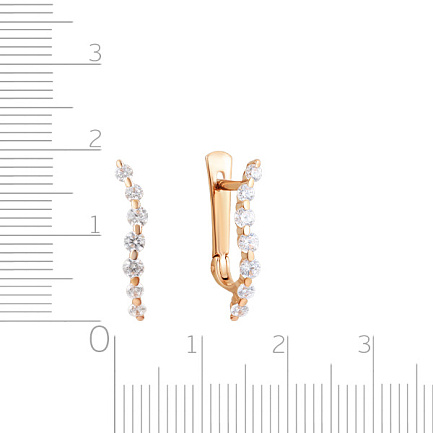 Серьги из красного золота с фианитом