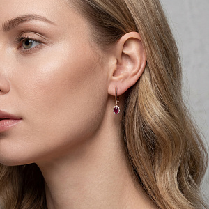 Серьги с английским замком из красного золота с бриллиантами